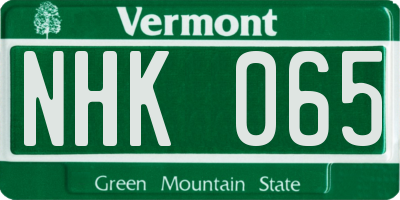 VT license plate NHK065