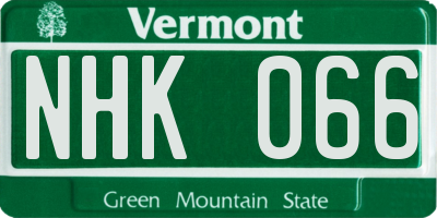 VT license plate NHK066