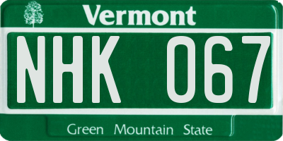 VT license plate NHK067