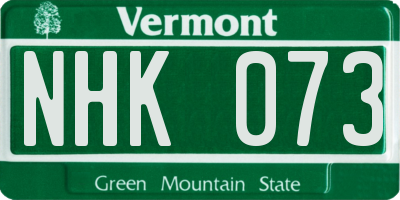 VT license plate NHK073