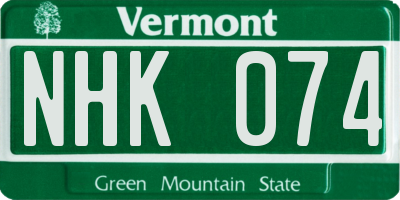 VT license plate NHK074
