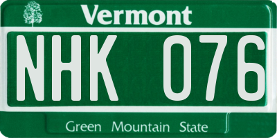 VT license plate NHK076