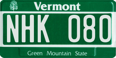 VT license plate NHK080