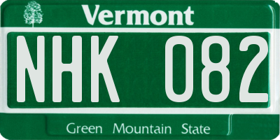 VT license plate NHK082