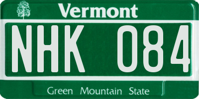 VT license plate NHK084