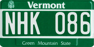 VT license plate NHK086