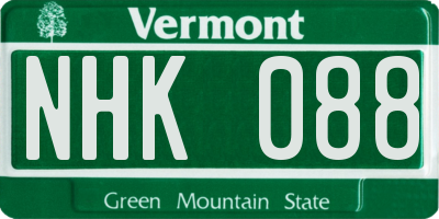 VT license plate NHK088