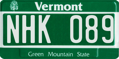 VT license plate NHK089