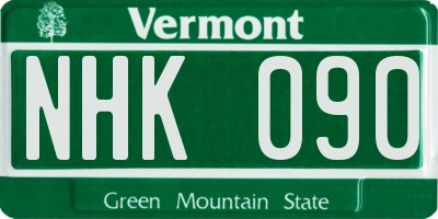 VT license plate NHK090