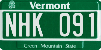 VT license plate NHK091