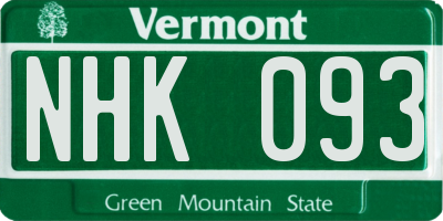 VT license plate NHK093