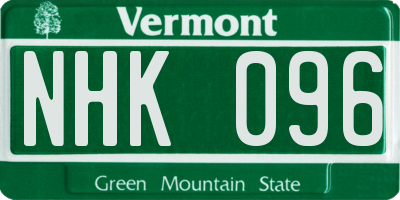 VT license plate NHK096