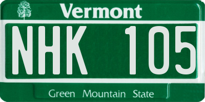 VT license plate NHK105