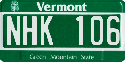 VT license plate NHK106