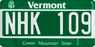 VT license plate NHK109