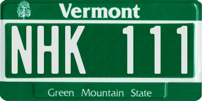 VT license plate NHK111