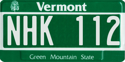VT license plate NHK112