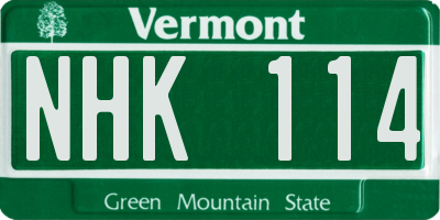 VT license plate NHK114