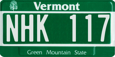 VT license plate NHK117