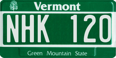 VT license plate NHK120
