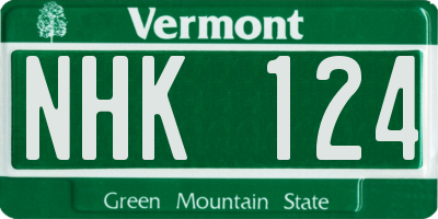 VT license plate NHK124