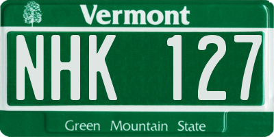 VT license plate NHK127