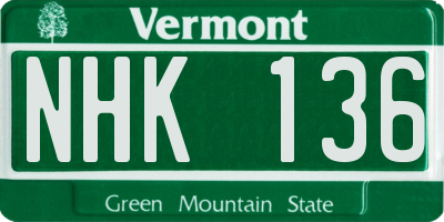 VT license plate NHK136