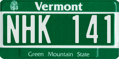 VT license plate NHK141