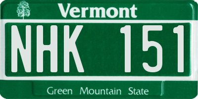 VT license plate NHK151