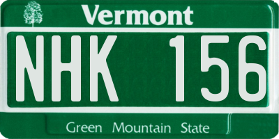 VT license plate NHK156