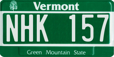 VT license plate NHK157