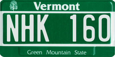 VT license plate NHK160