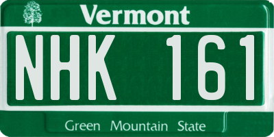 VT license plate NHK161