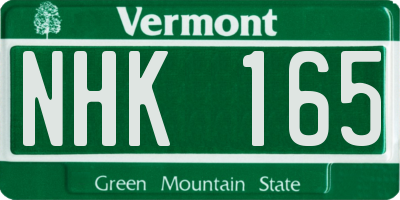 VT license plate NHK165