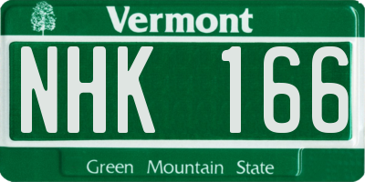 VT license plate NHK166