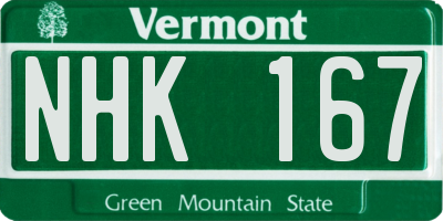 VT license plate NHK167