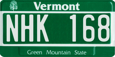 VT license plate NHK168