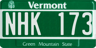 VT license plate NHK173