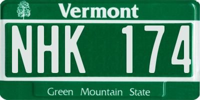 VT license plate NHK174