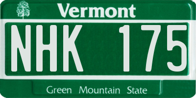VT license plate NHK175