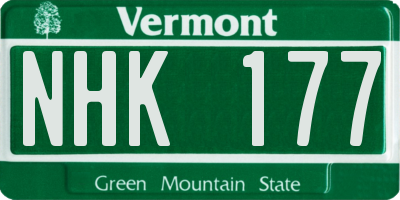 VT license plate NHK177