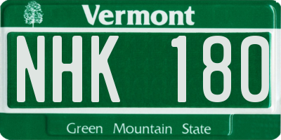 VT license plate NHK180