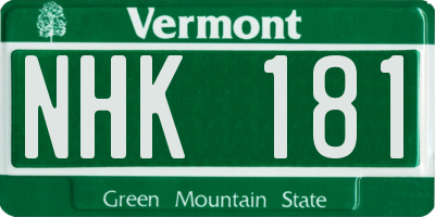 VT license plate NHK181