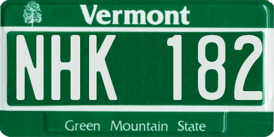 VT license plate NHK182