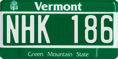 VT license plate NHK186