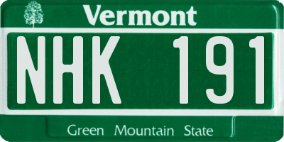 VT license plate NHK191