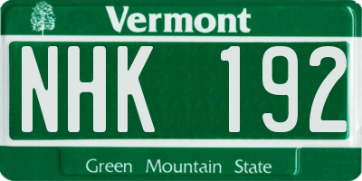 VT license plate NHK192