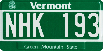 VT license plate NHK193