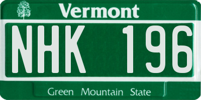 VT license plate NHK196