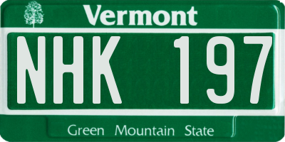 VT license plate NHK197